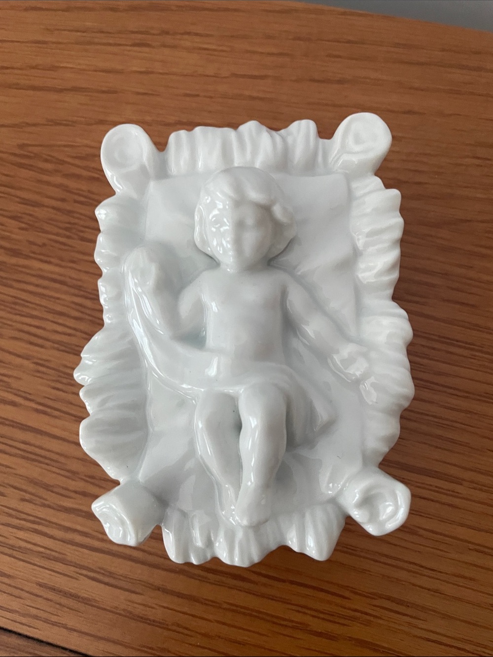White Ceramic Baby Jesus Figurine - Schmid Santini 1987
